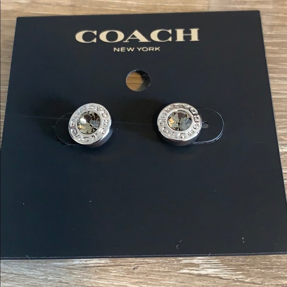 Coach open circle silver tone stud earrings New - Picture 1 of 3